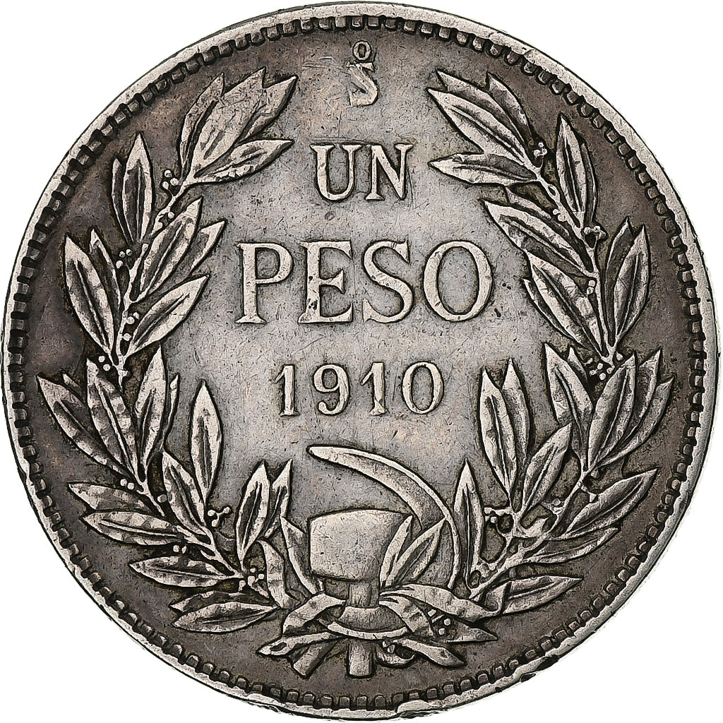 Chile, Peso, 1910, Santiago, Silver, EF(40-45), KM:152.3