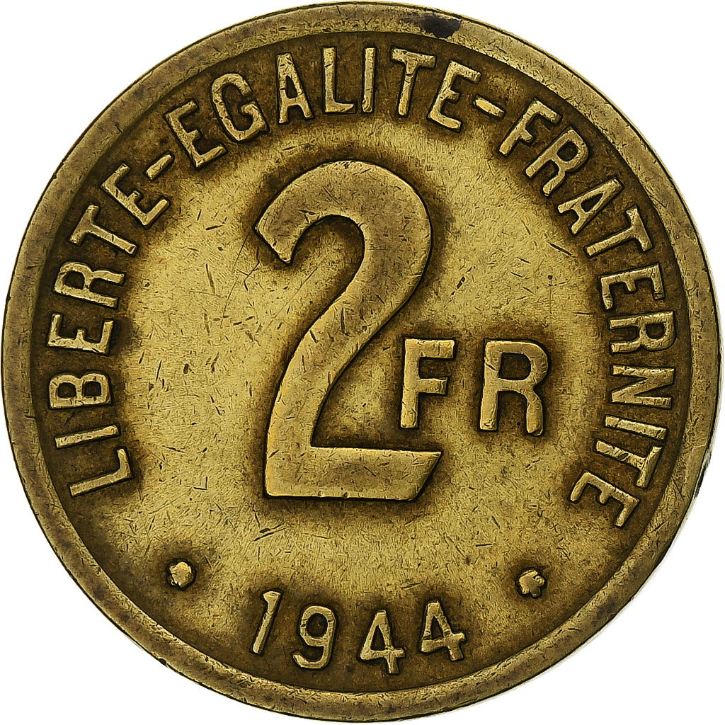 Frankreich, 2 Francs, France Libre, 1944, Philadelphia, Messing, SS