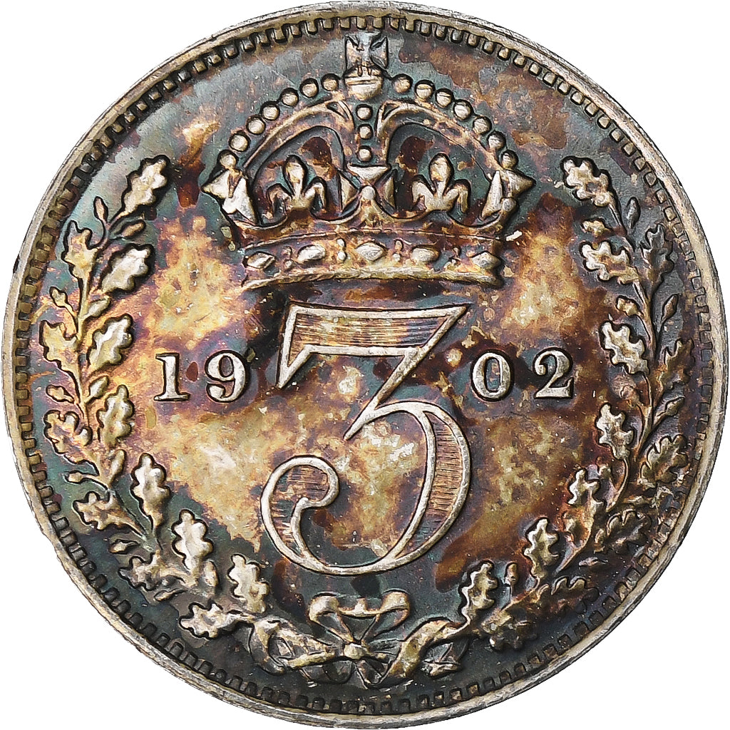 Great Britain, Edward VII, 3 Pence, 1902, Silver, MS(65-70), KM:797.1