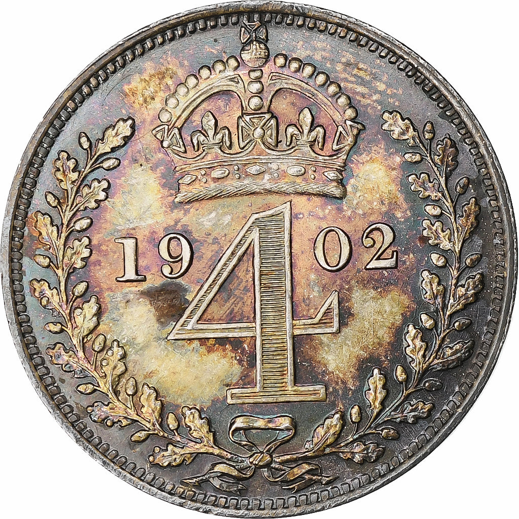 Great Britain, Edward VII, 4 Pence, Groat, 1902, Silver, MS(65-70), KM:798