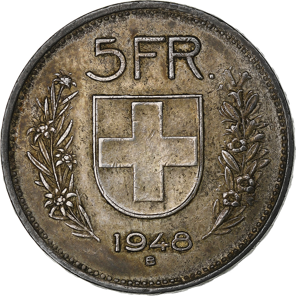 Switzerland, 5 Francs, 1948, Bern, Silver, EF(40-45), KM:40