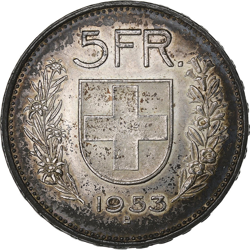 Schweiz, 5 Francs, 1953, Bern, Silber, VZ, KM:40