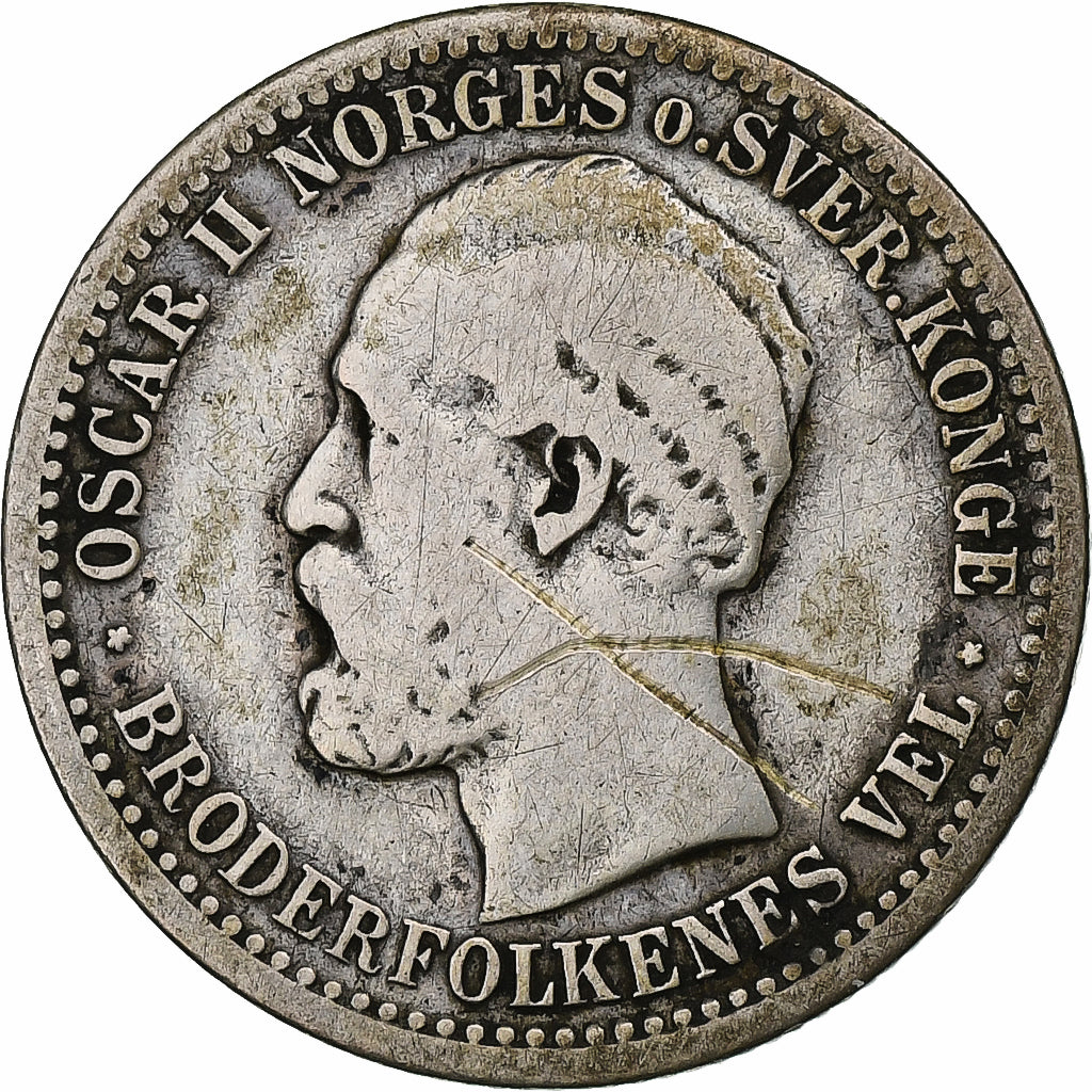Norway, Oscar II, 50 Öre, 1974, Silver, VF(20-25), KM:346