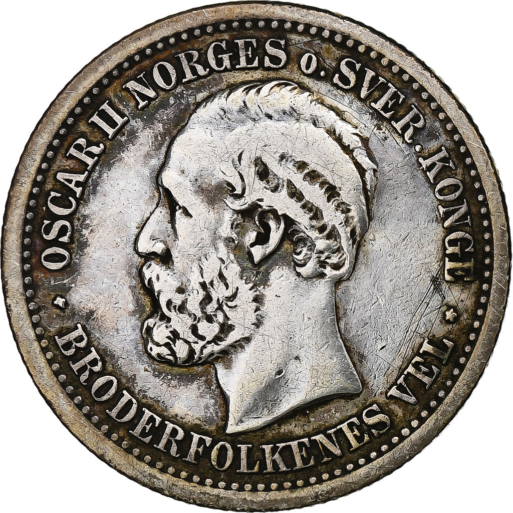 Norway, Oscar II, Krone, 1877, Silver, VF(30-35), KM:357
