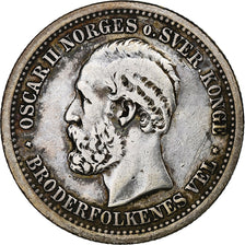 Norway, Oscar II, Krone, 1877, Silver, VF(30-35), KM:357