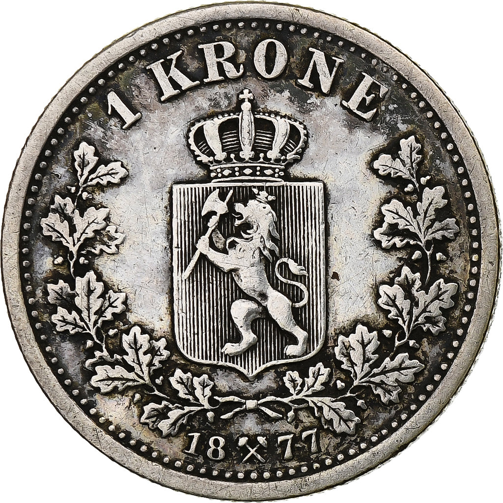 Norway, Oscar II, Krone, 1877, Silver, VF(30-35), KM:357