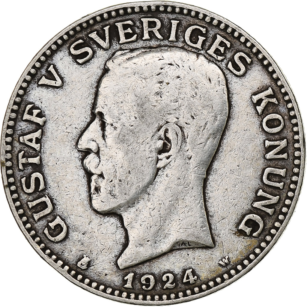 Sweden, Gustaf V, Krona, 1924, Silver, VF(30-35), KM:786.2