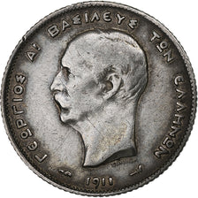 Grèce, George I, Drachma, 1911, Argent, TB+, KM:60
