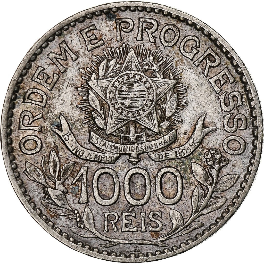 Brazil, 1000 Reis, 1913, Silver, AU(50-53), KM:513