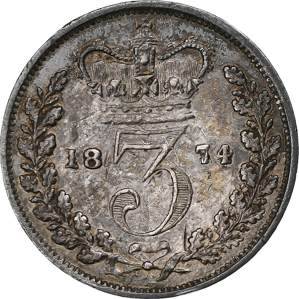 Großbritannien, Victoria, 3 Pence, 1874, Silber, S+, KM:730