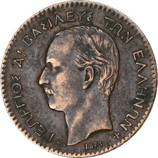 Greece, George I, Lepton, 1878, Bordeaux, Copper, AU(50-53), KM:52