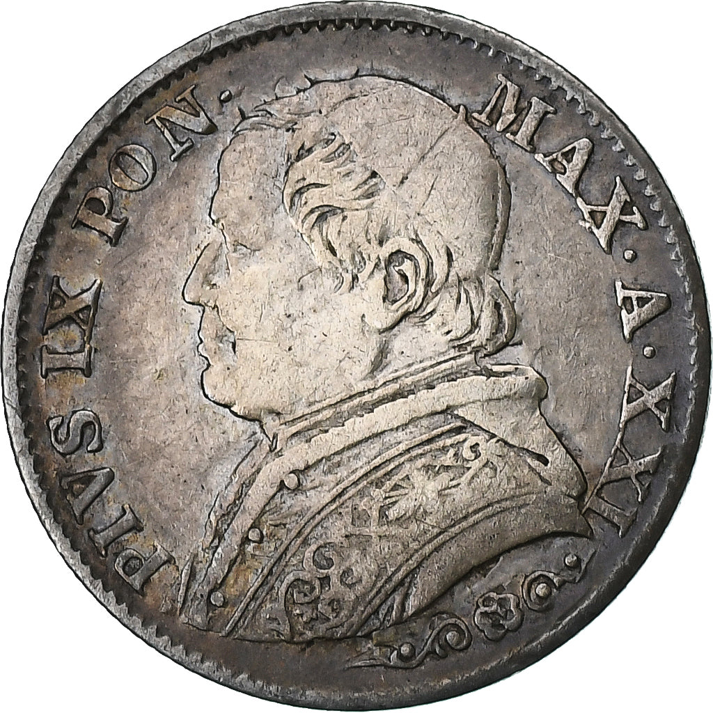 ITALIAN STATES, PAPAL STATES, Pius IX, 5 Soldi, 25 Centesimi, 1867, Rome