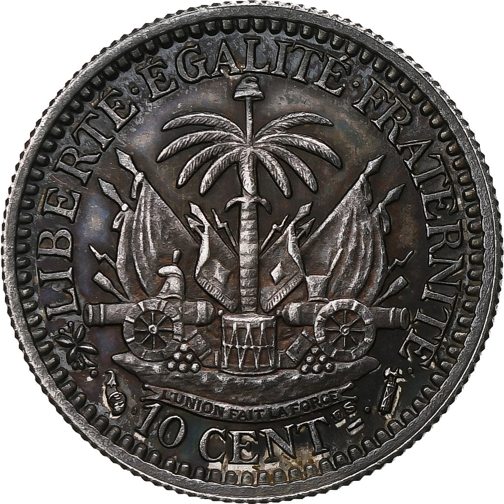 Haiti, 10 Centimes, 1887, Silver, AU(50-53), KM:44
