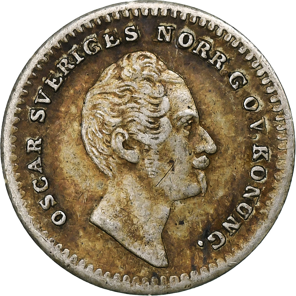 Sweden, Oscar I, 1/32 Riksdaler, 1852, Silver, EF(40-45), KM:681