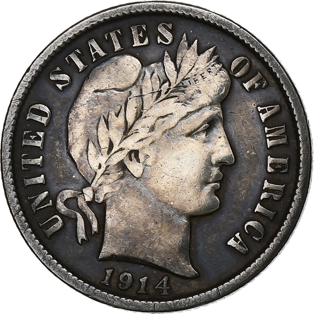 United States, Dime, Barber, 1914, Denver, Silver, EF(40-45), KM:113