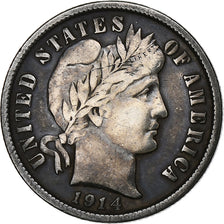 United States, Dime, Barber, 1914, Denver, Silver, EF(40-45), KM:113