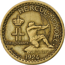 Monaco, Louis II, 50 Centimes, 1924, Poissy, Aluminium-Brąz, EF(40-45), KM:110