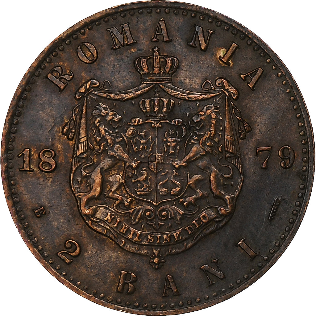 Romania, Carol I, 2 Bani, 1879, Copper, AU(50-53), KM:11.2