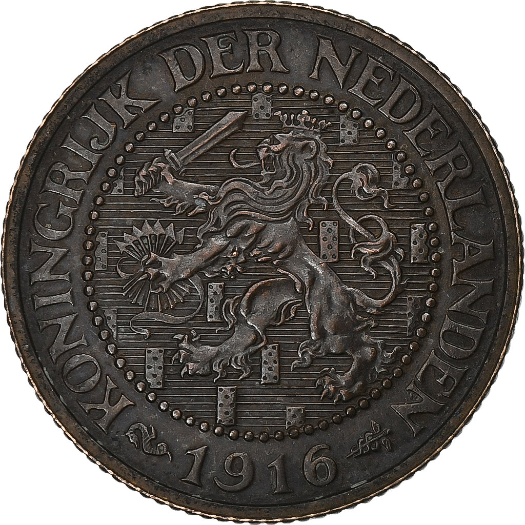 Netherlands, Wilhelmina I, 2-1/2 Cent, 1916, Bronze, EF(40-45), KM:150