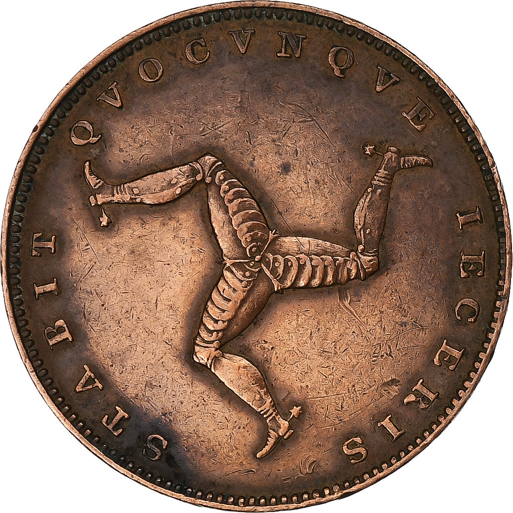 Isle of Man, Victoria, Farthing, 1839, Copper, EF(40-45), KM:12