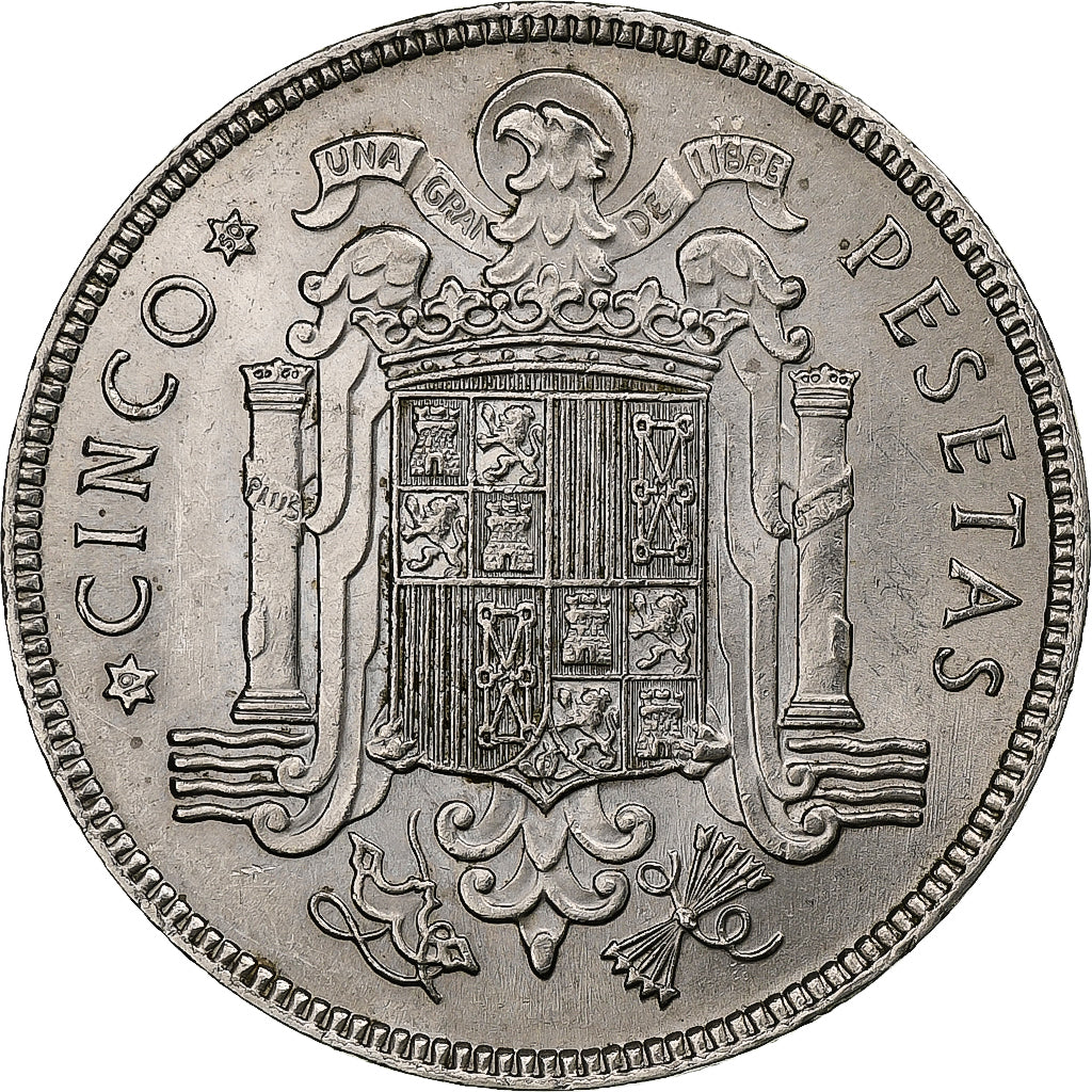 España, Caudillo and regent, 5 Pesetas, 1950, Madrid, Níquel, EBC, KM:778