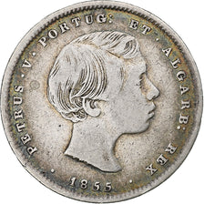 Portugal, Pedro V, 200 Reis, 1855, Silver, VF(30-35), KM:491