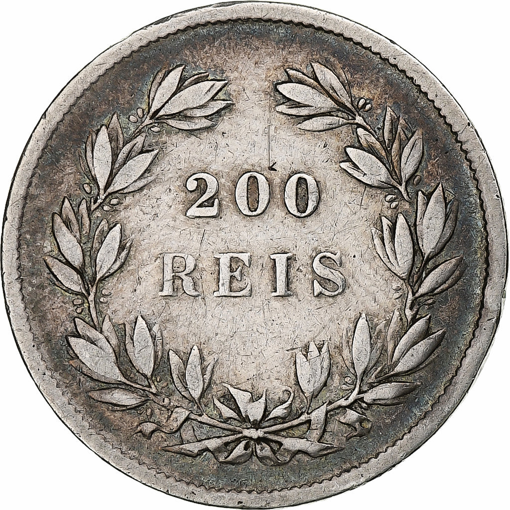 Portugal, Pedro V, 200 Reis, 1855, Silver, VF(30-35), KM:491