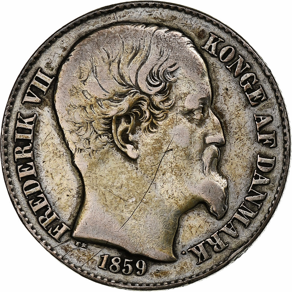Indie occidentali danesi, Frederik VII, 20 Cents, 1859, Copenhagen, Argento