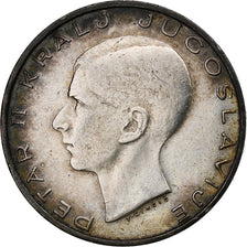 Yugoslavia, Petar II, 20 Dinara, 1938, Silver, EF(40-45), KM:23