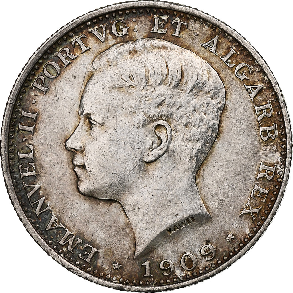 Portugal, Manuel II, 200 Reis, 1909, Paris, Silver, AU(55-58), KM:549