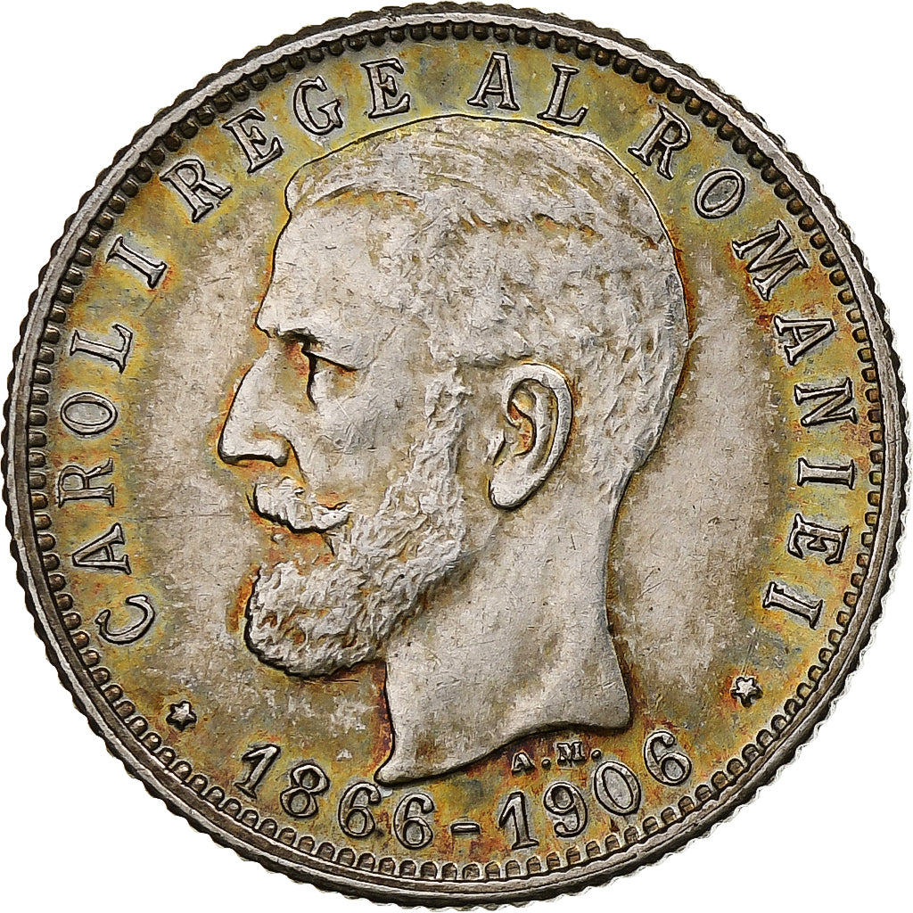 Romania, Carol I, Leu, 1906, Silver, AU(50-53), KM:34