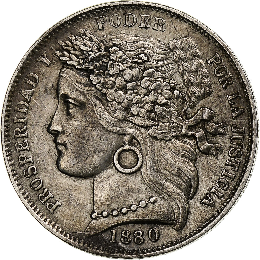 Peru, Peseta, 1880, Lima, Silver, EF(40-45), KM:200.1