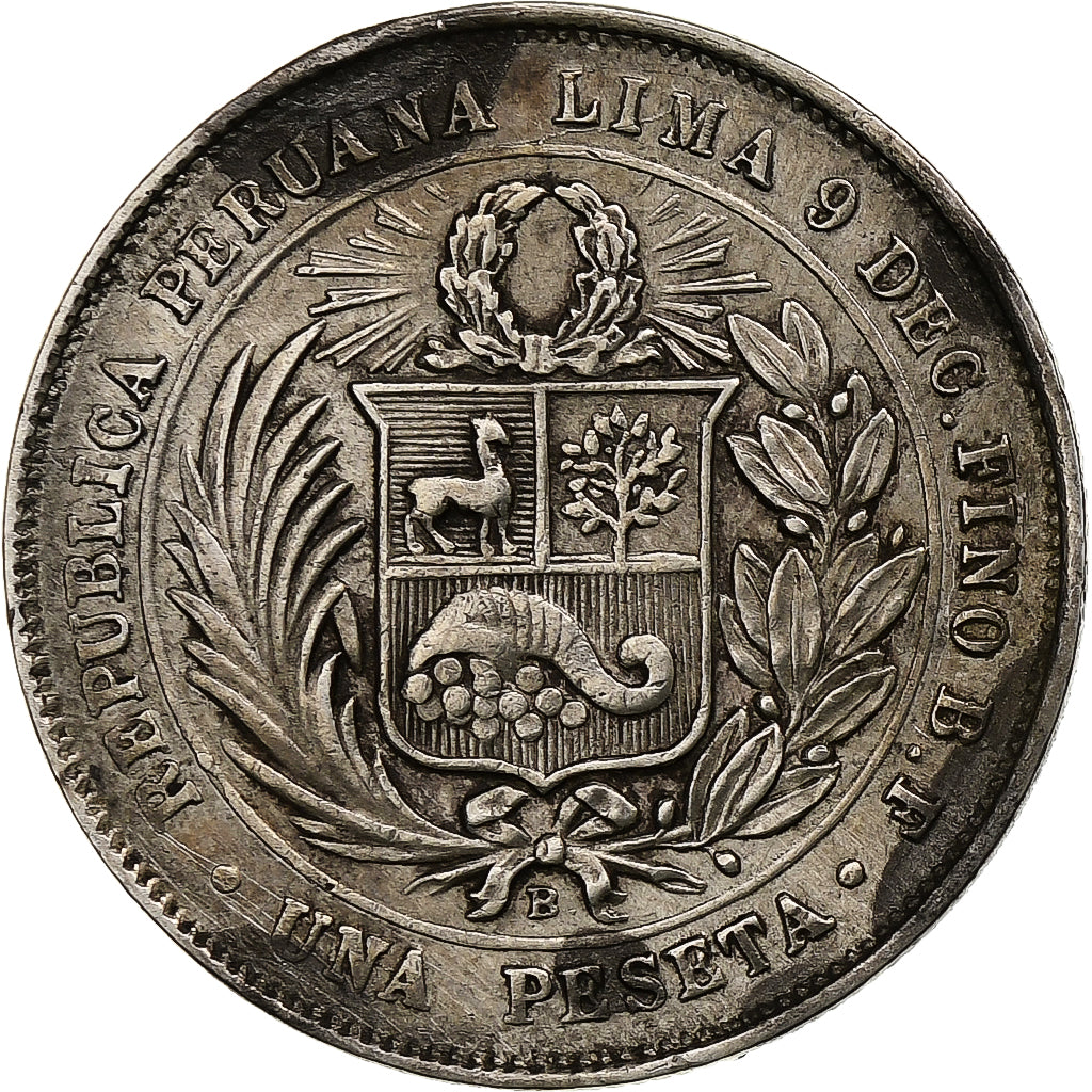 Peru, Peseta, 1880, Lima, Silver, EF(40-45), KM:200.1