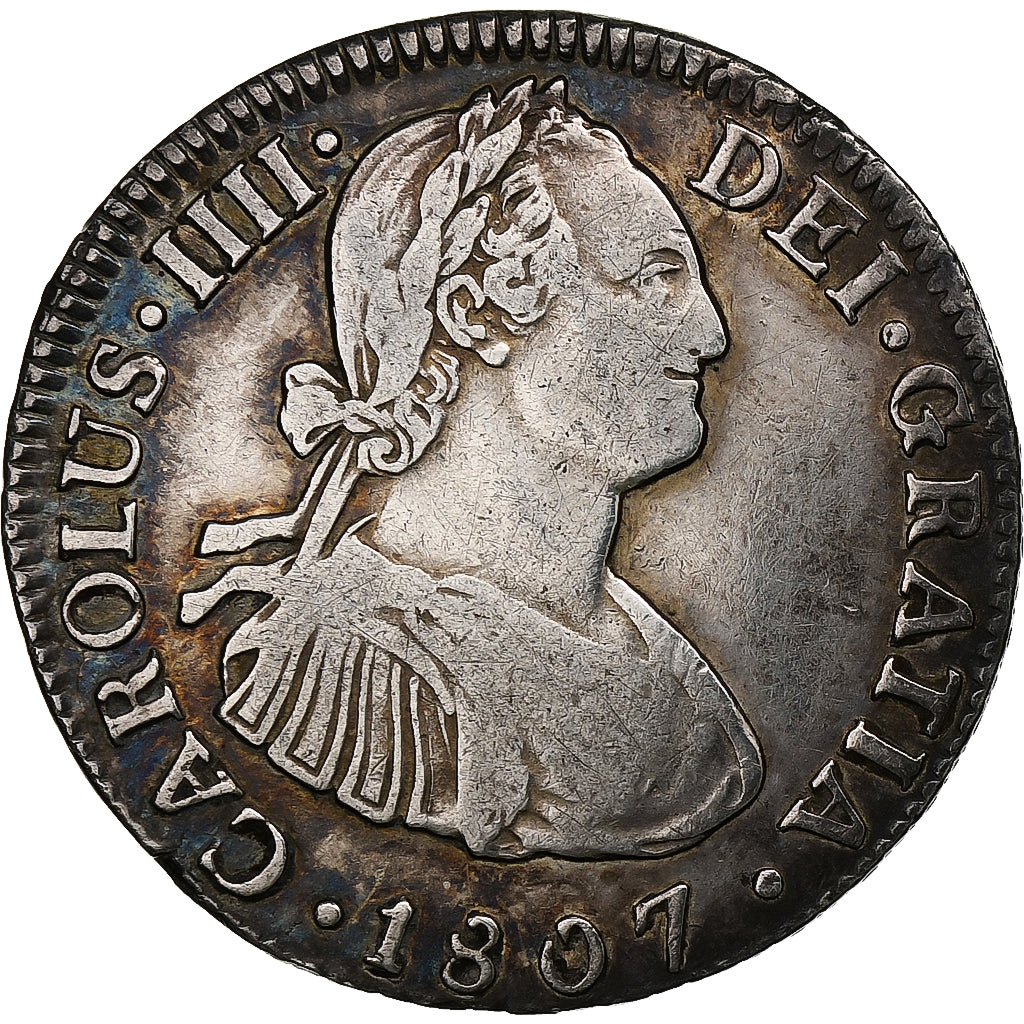 México, Charles IV, 2 Reales, 1807, Mexico City, Plata, MBC, KM:91
