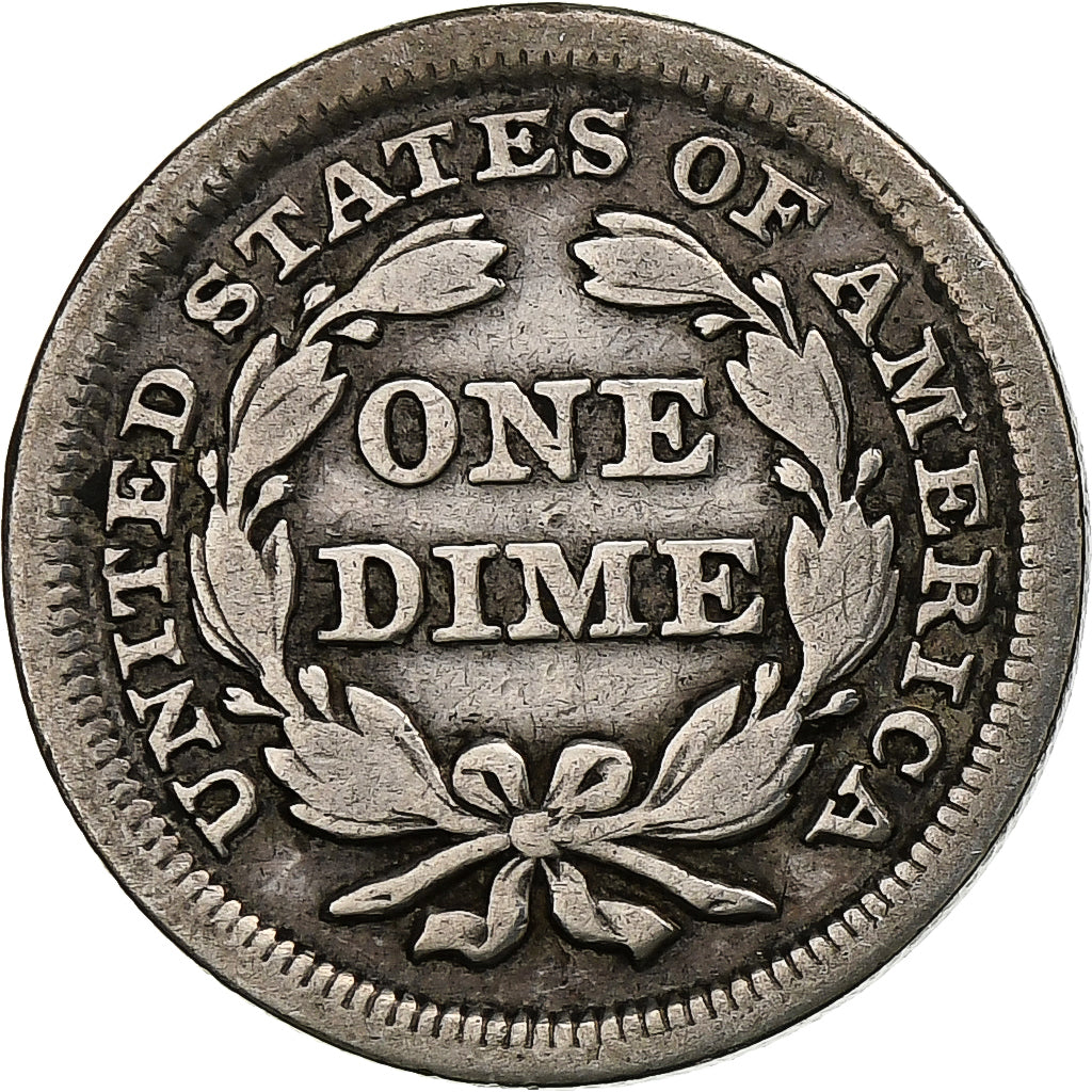 United States, Seated Liberty Dime, 1854, Philadelphia, Silver, VF(30-35), KM:77