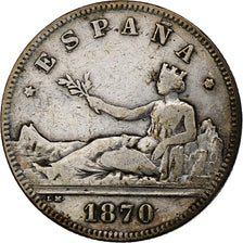 Spain, Provisional Government, 2 Pesetas, 1870, Madrid, Silver, VF(30-35)