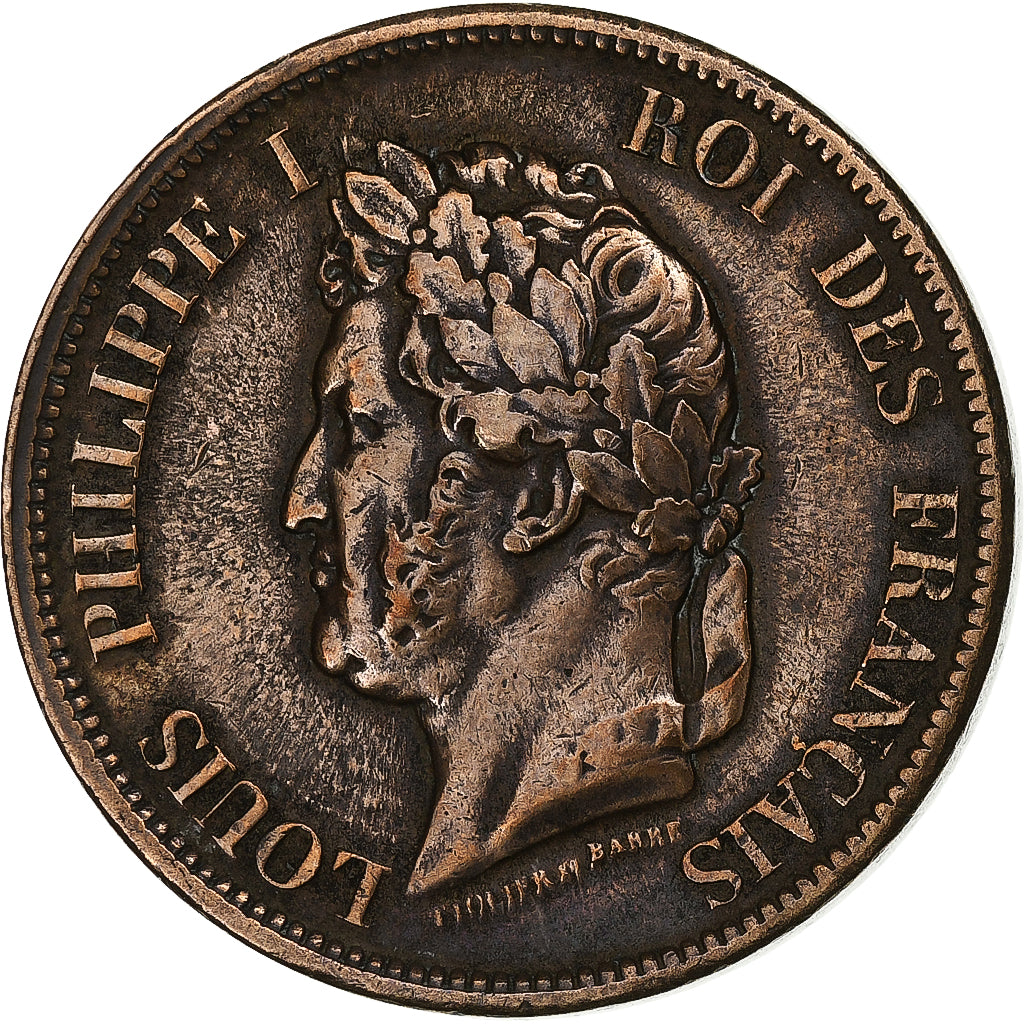 FRENCH COLONIES, Louis - Philippe, 10 Centimes, 1843, Paris, Bronze, EF(40-45)