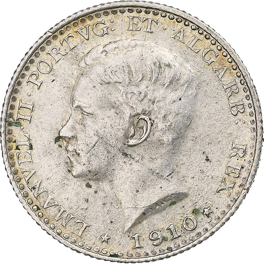 Portugal, Manuel II, 100 Reis, 1910, Silver, EF(40-45), KM:548
