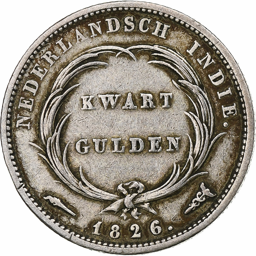 NETHERLANDS EAST INDIES, William I, 1/4 Gulden, 1826, Utrecht, Silver