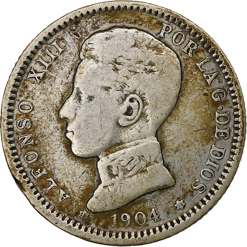 Espagne, Alfonso XIII, Peseta, 1904, Madrid, Argent, TB, KM:721