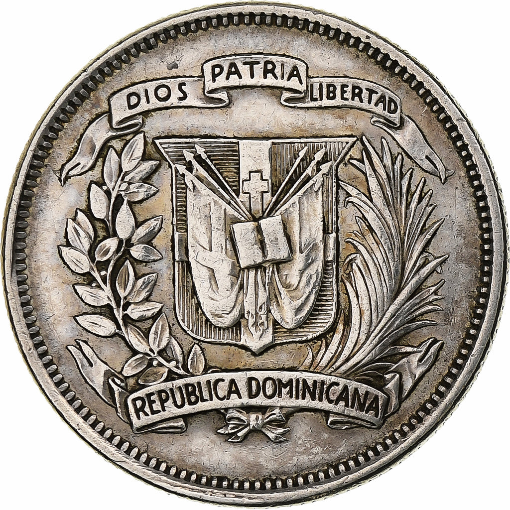 República Dominicana, 25 Centavos, 1937, Plata, MBC+, KM:20
