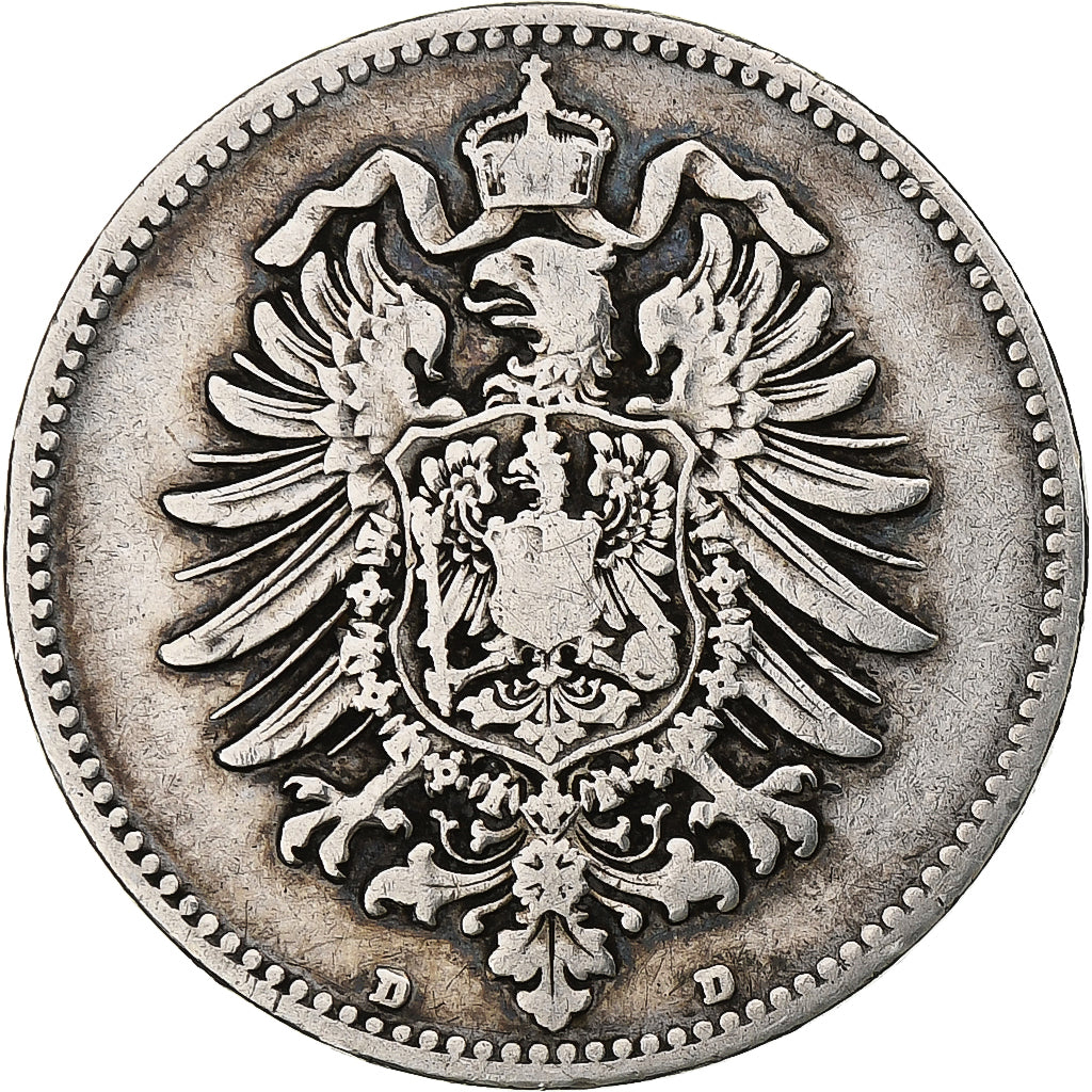 ALEMANIA - IMPERIO, Wilhelm I, Mark, 1873, Munich, Plata, BC+, KM:7
