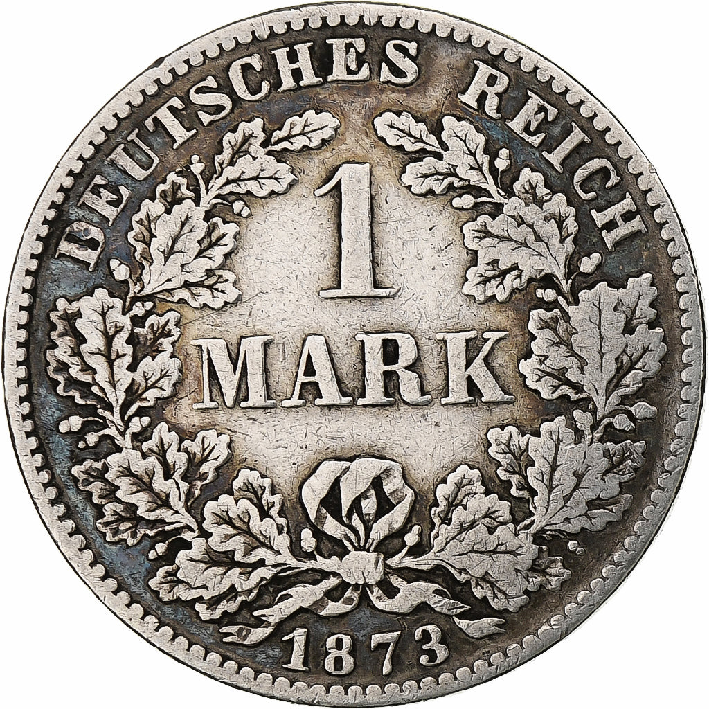 ALEMANIA - IMPERIO, Wilhelm I, Mark, 1873, Munich, Plata, BC+, KM:7