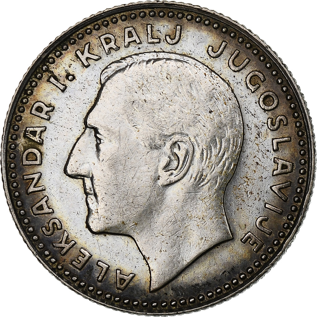 Yugoslavia, Alexander I, 10 Dinara, 1931, Poissy, Silver, AU(50-53), KM:10
