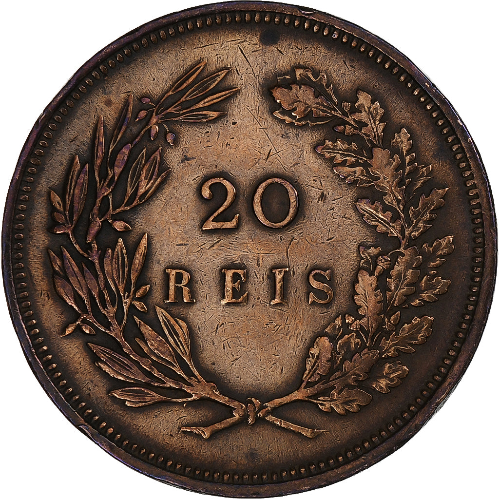 Portugal, Carlos I, 20 Reis, 1892, Bronze, EF(40-45), KM:533