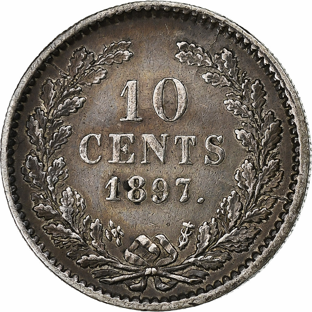 Holandia, Wilhelmina I, 10 Cents, 1897, Srebro, VF(30-35), KM:116
