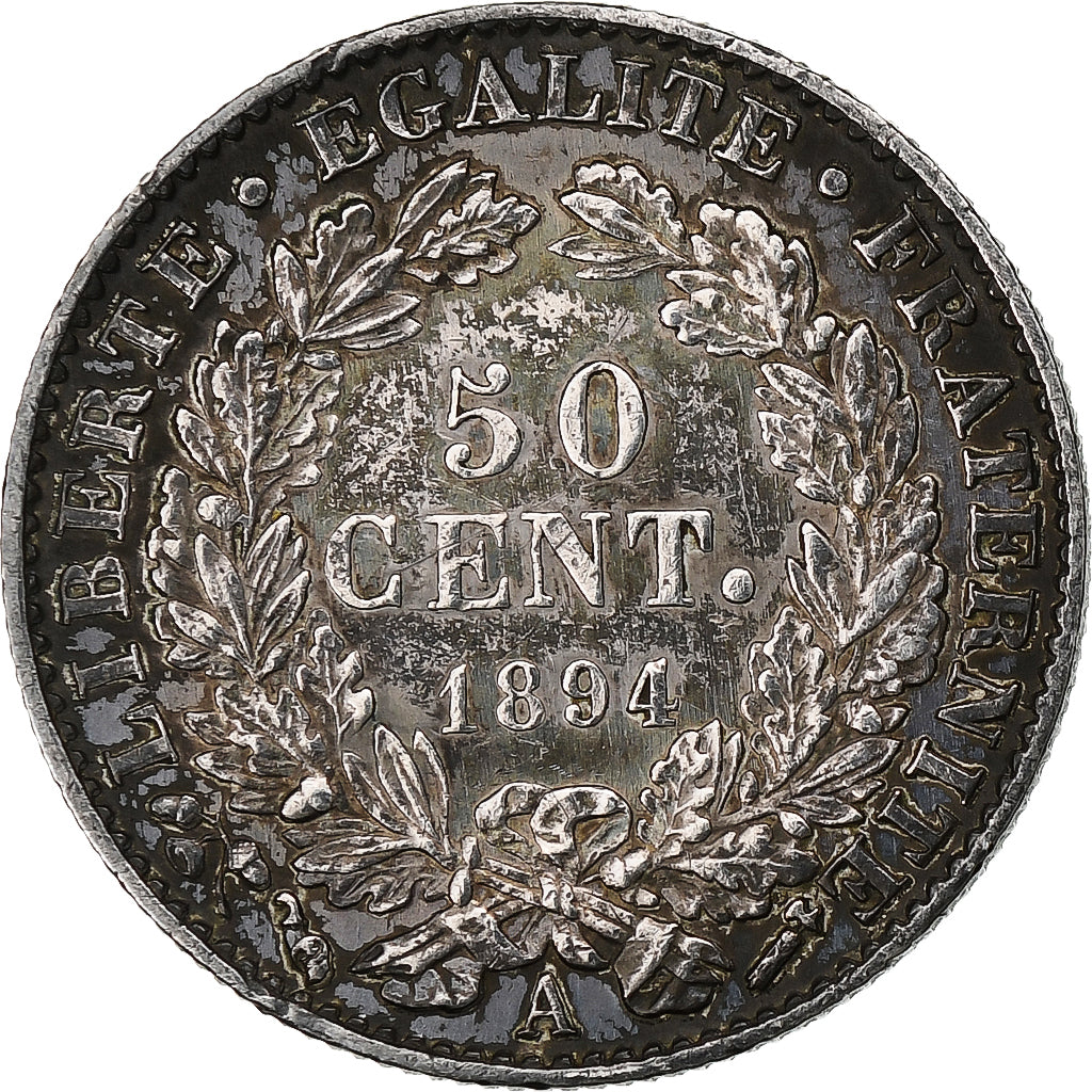 France, 50 Centimes, Cérès, 1894, Paris, Silver, AU(50-53), Gadoury:419a