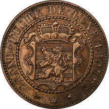 Luxembourg, William III, 10 Centimes, 1855, Paris, Bronze, AU(50-53), KM:23.2