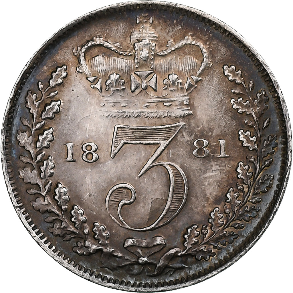Great Britain, Victoria, 3 Pence, 1881, Silver, AU(50-53), KM:730