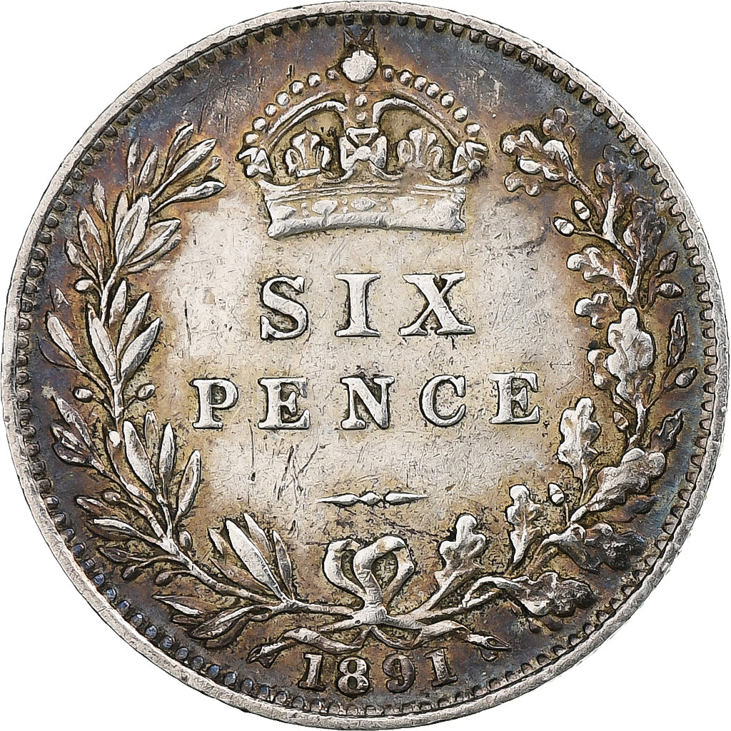 Gran Bretagna, Victoria, 6 Pence, 1891, Argento, BB, KM:760